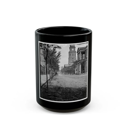 Charleston, S.C. Meeting Street, Near Broad; St. Michael's Church In Middle Distance (U.S. Civil War) Black Coffee Mug-15oz-Go Mug Yourself