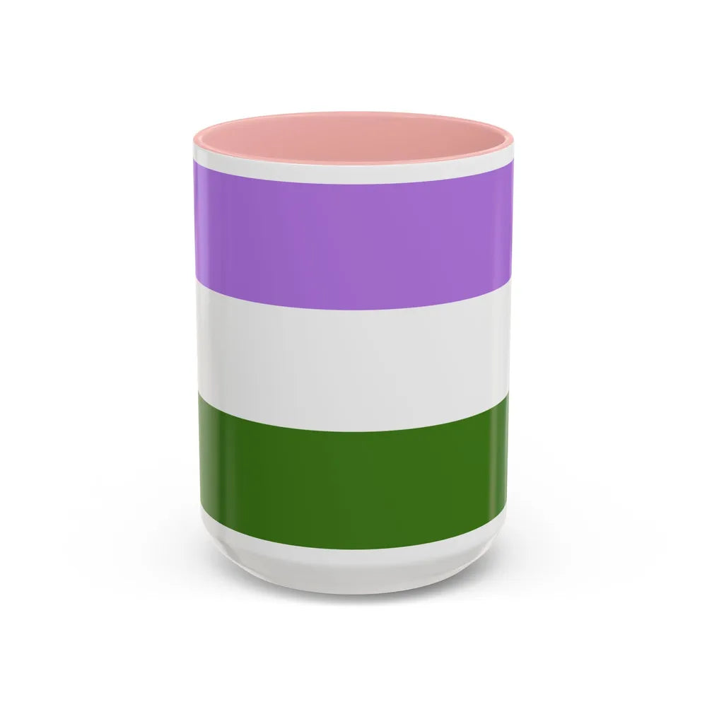 Genderqueer Pride Flag - Accent Coffee Mug-15oz-Pink-Go Mug Yourself