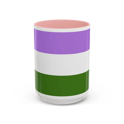 Genderqueer Pride Flag - Accent Coffee Mug-15oz-Pink-Go Mug Yourself