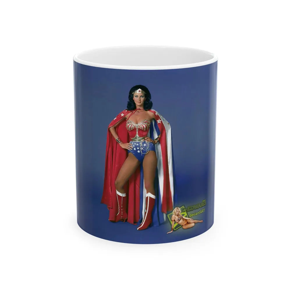 Lynda Carter #188 - Wonder Woman Photo (Vintage Female Icon) White Coffee Mug-11oz-Go Mug Yourself