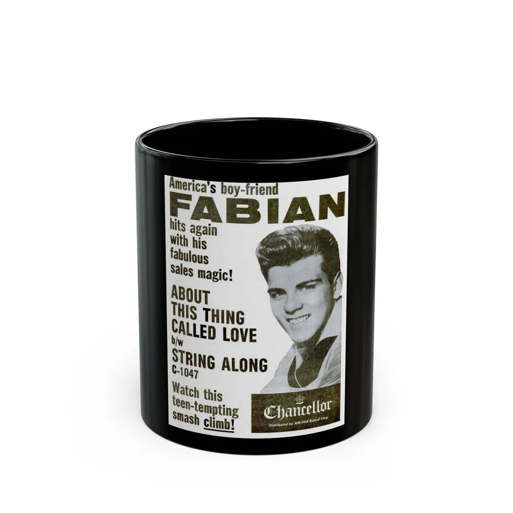 Fabian 1960 (Music Poster) Black Coffee Mug-11oz-Go Mug Yourself