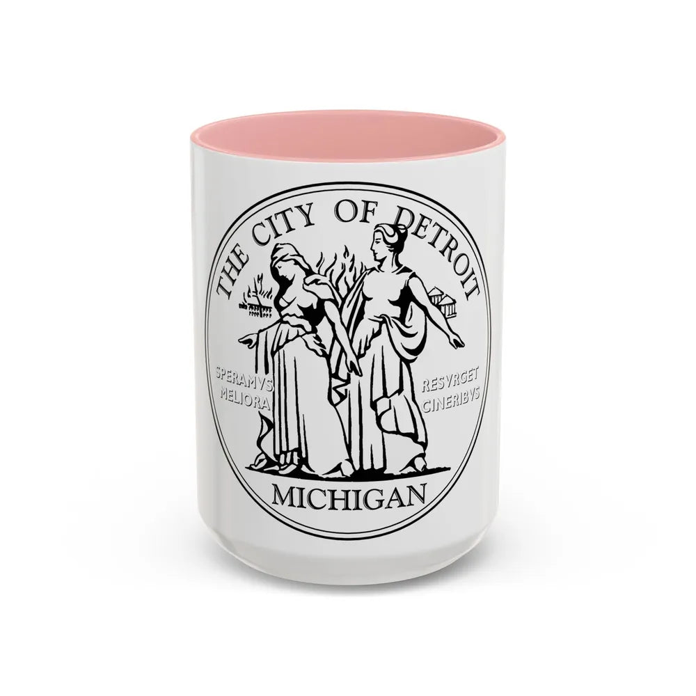 Seal of Detroit - Accent Coffee Mug-15oz-Pink-Go Mug Yourself