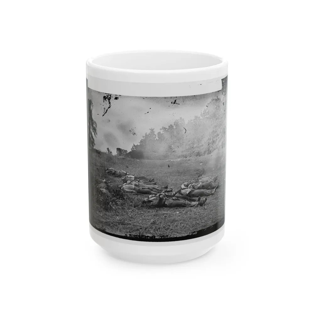 Gettysburg, Pa. Confederate Dead At The Edge Of The Rose Woods, July 5, 1863 (U.S. Civil War) White Coffee Mug-15oz-Go Mug Yourself