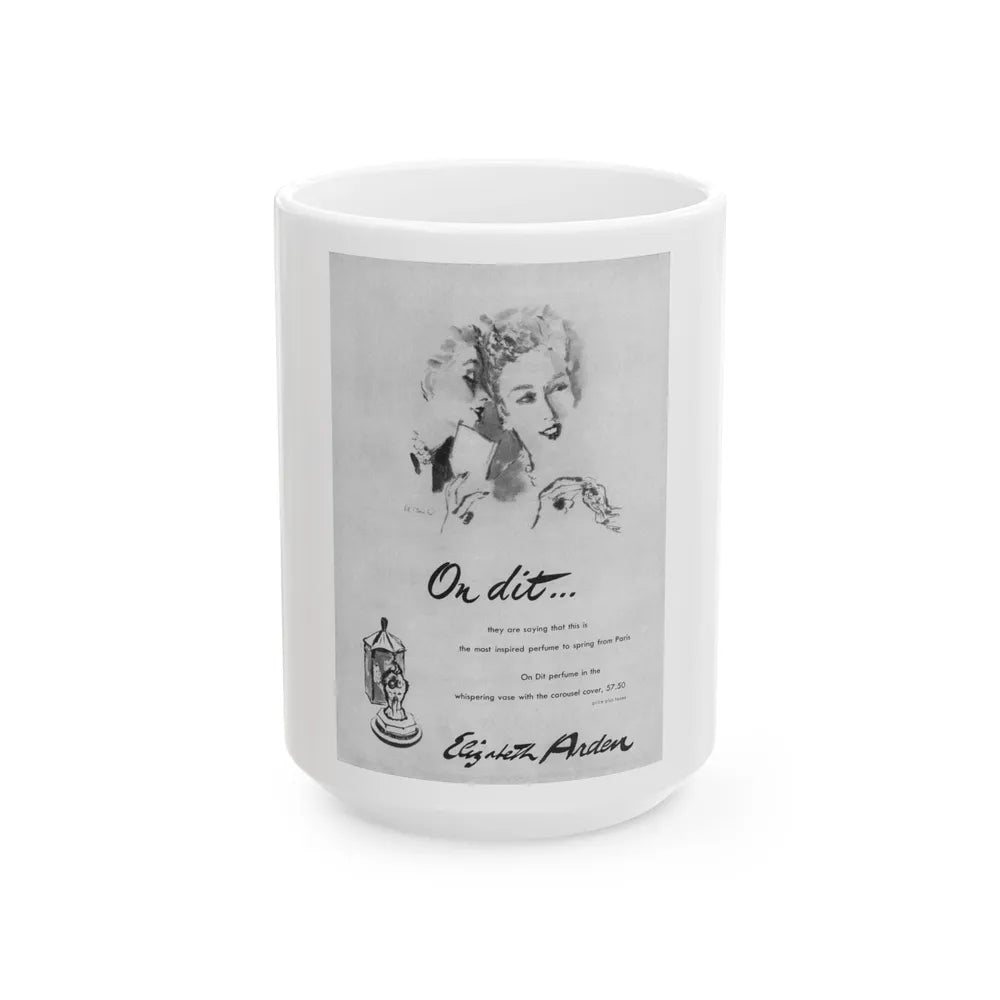 Elizabeth Arden advt, On dit..., 1947 - White Coffee Mug-15oz-Go Mug Yourself