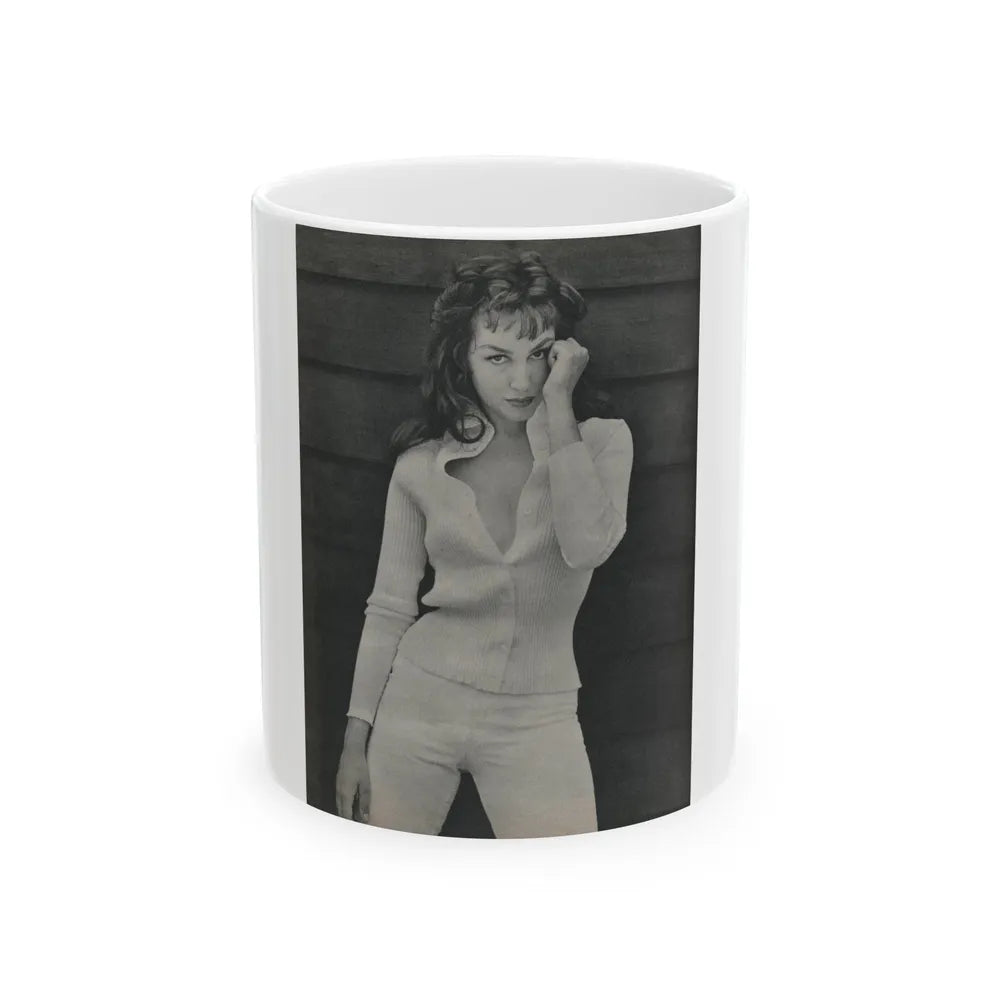 Julie Newmar #452 - Pages 44 Pages 1 of 2 with, Julie+1 Full Page B&W Photo from Bachelor Pin-Ups Issue #01 Mag. '57 (Vintage Female Icon) White Coffee Mug-11oz-Go Mug Yourself