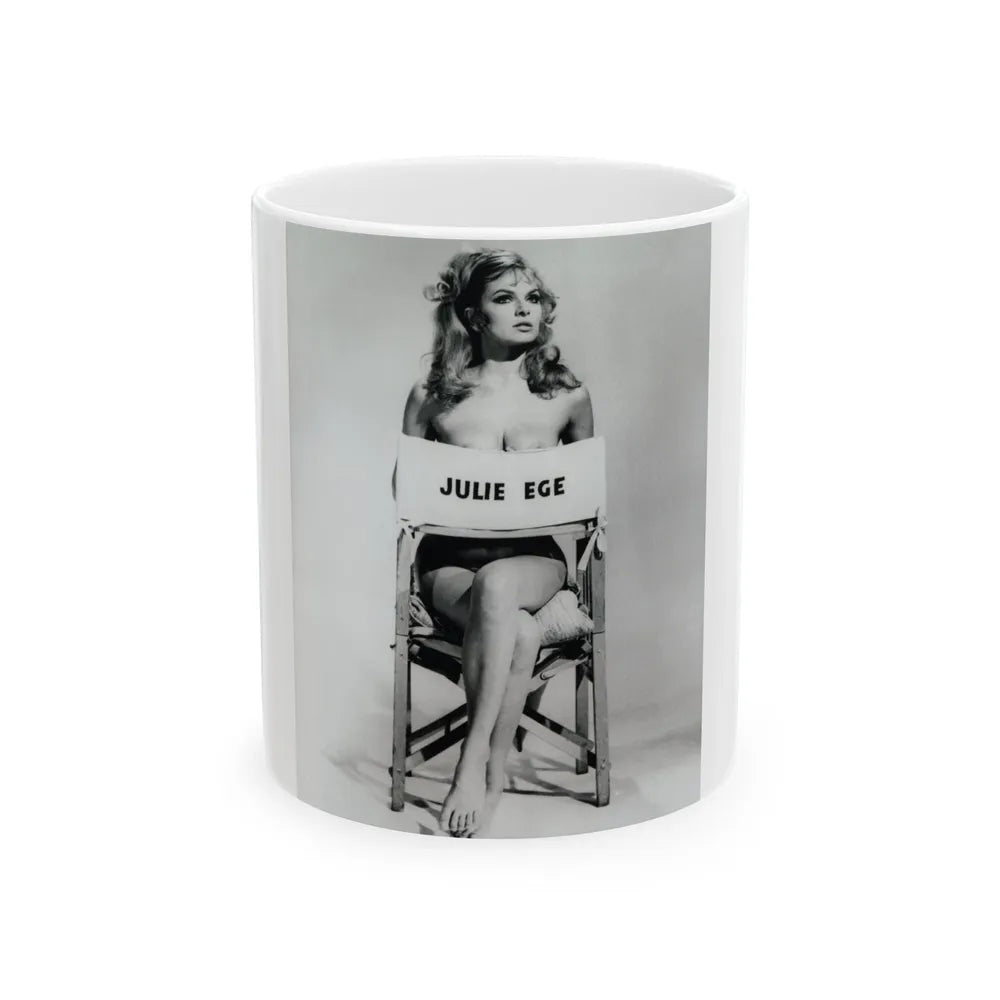 Julie Ege #269 - 8x10 B&W Full Body Semi Nude from 70's via a HQ (Vintage Female Icon) White Coffee Mug-11oz-Go Mug Yourself