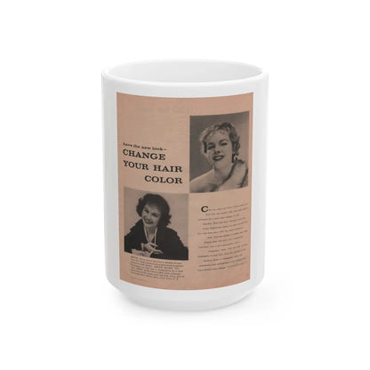 Terry Moore #632 - Magazine Page with, 2 B&W Photos & Article (Vintage Female Icon) White Coffee Mug-15oz-Go Mug Yourself