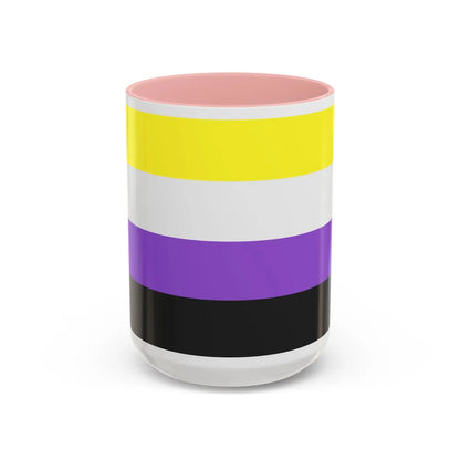 Nonbinary Pride Flag - Accent Coffee Mug-15oz-Pink-Go Mug Yourself