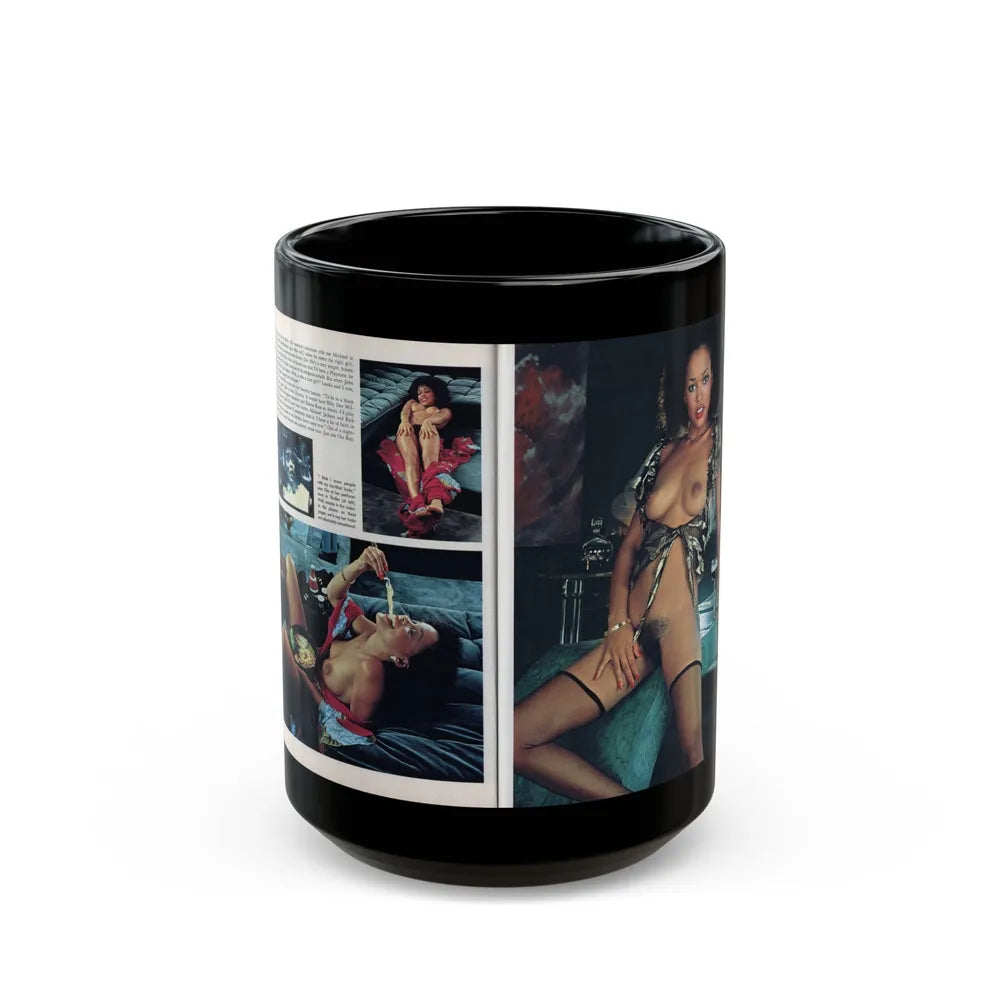 Ola Ray #136 - [Pages 90 & 91] Ola Playboy Spread Pages 4 & 5 of 5 from Playboy Mag. May '84 (Vintage Female Icon) Black Coffee Mug-15oz-Go Mug Yourself