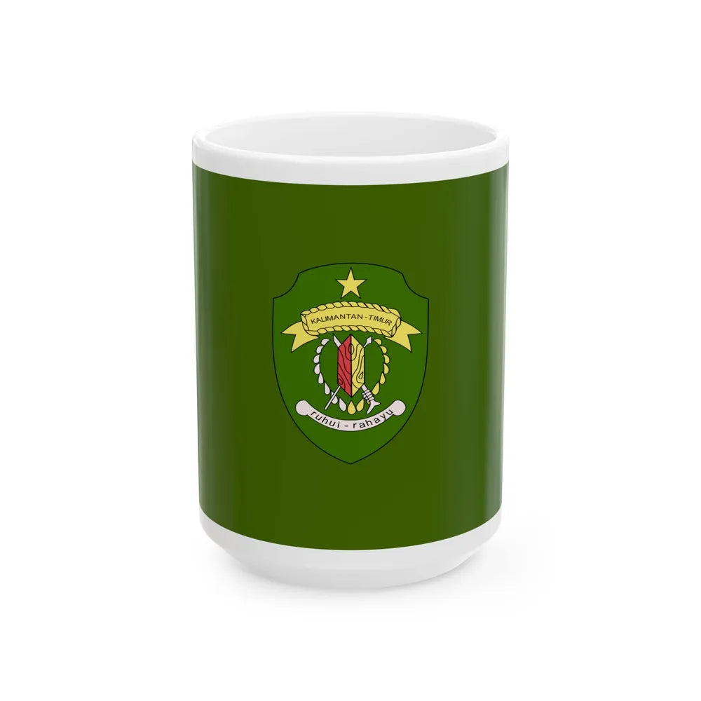 Flag of East Kalimantan Indonesia - White Coffee Mug-15oz-Go Mug Yourself