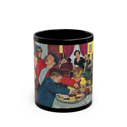 Bridge Party Disaster in Making, The Saturday Evening Post cover, Dec. 20, 1952 - Black Coffee Mug-11oz-Go Mug Yourself