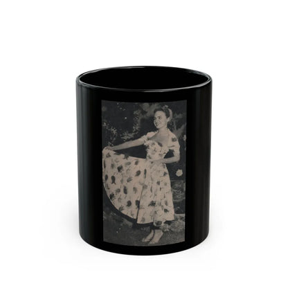 Terry Moore #635 - Magazine Page 1 Cropped B&W Photo (Vintage Female Icon) Black Coffee Mug-11oz-Go Mug Yourself