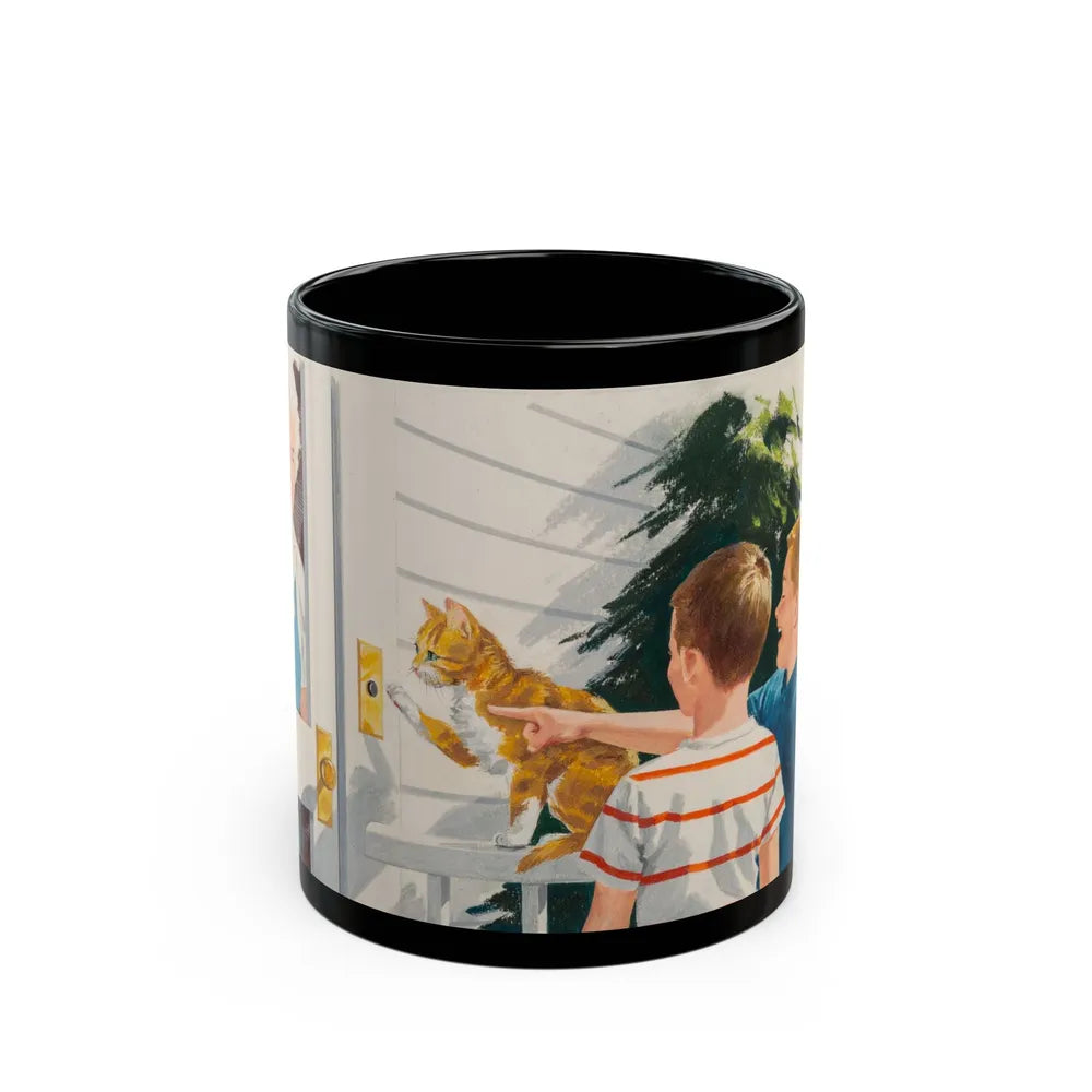 Doorbell, Dick and Jane illustration - Black Coffee Mug-11oz-Go Mug Yourself