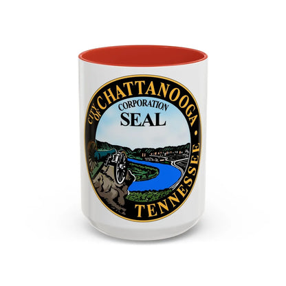 Seal of Chattanooga Tennessee - Accent Coffee Mug-15oz-Red-Go Mug Yourself