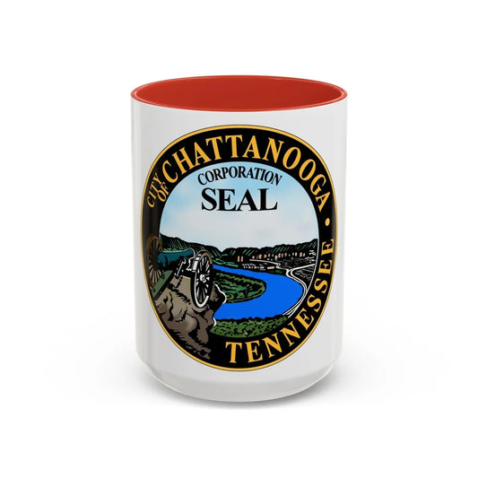 Seal of Chattanooga Tennessee - Accent Coffee Mug-15oz-Red-Go Mug Yourself