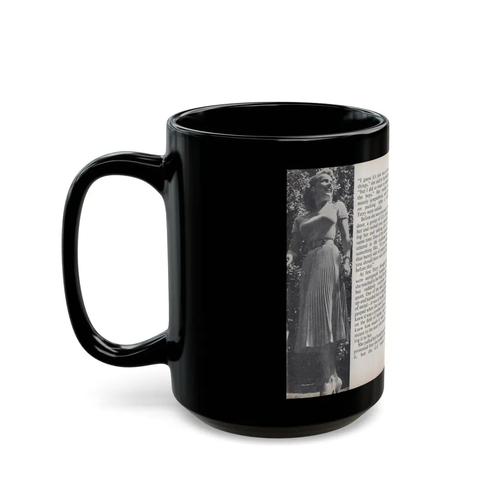 Terry Moore #453 - 66 PHOTOGRAPHS OF Terry MOORE U.K. Pocket Mag. Pages 36 & 37 (Vintage Female Icon) Black Coffee Mug-Go Mug Yourself