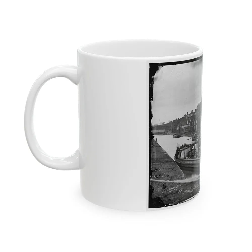 Richmond, Va. Barges With African Americans On The Canal; Ruined Buildings Beyond (U.S. Civil War) White Coffee Mug-Go Mug Yourself