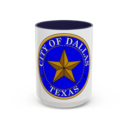 Seal of Dallas - Accent Coffee Mug-15oz-Navy-Go Mug Yourself