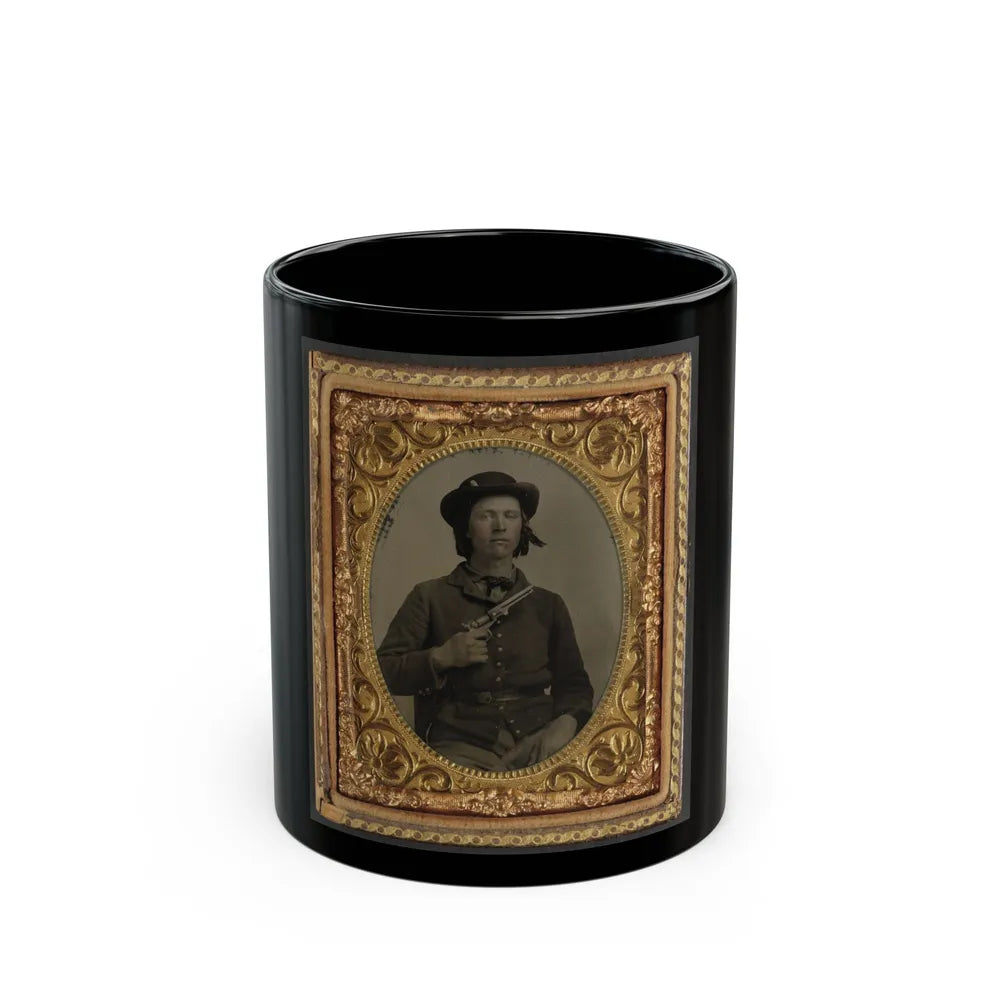 Unidentified Soldier In Confederate Uniform With Revolver(2) (U.S. Civil War) Black Coffee Mug-11oz-Go Mug Yourself