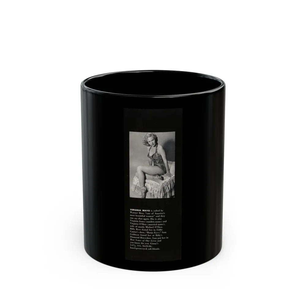 Virginia Mayo #224 - Modern Screen Pin-Ups Magazine Issue #01 (Vintage Female Icon) Black Coffee Mug-11oz-Go Mug Yourself