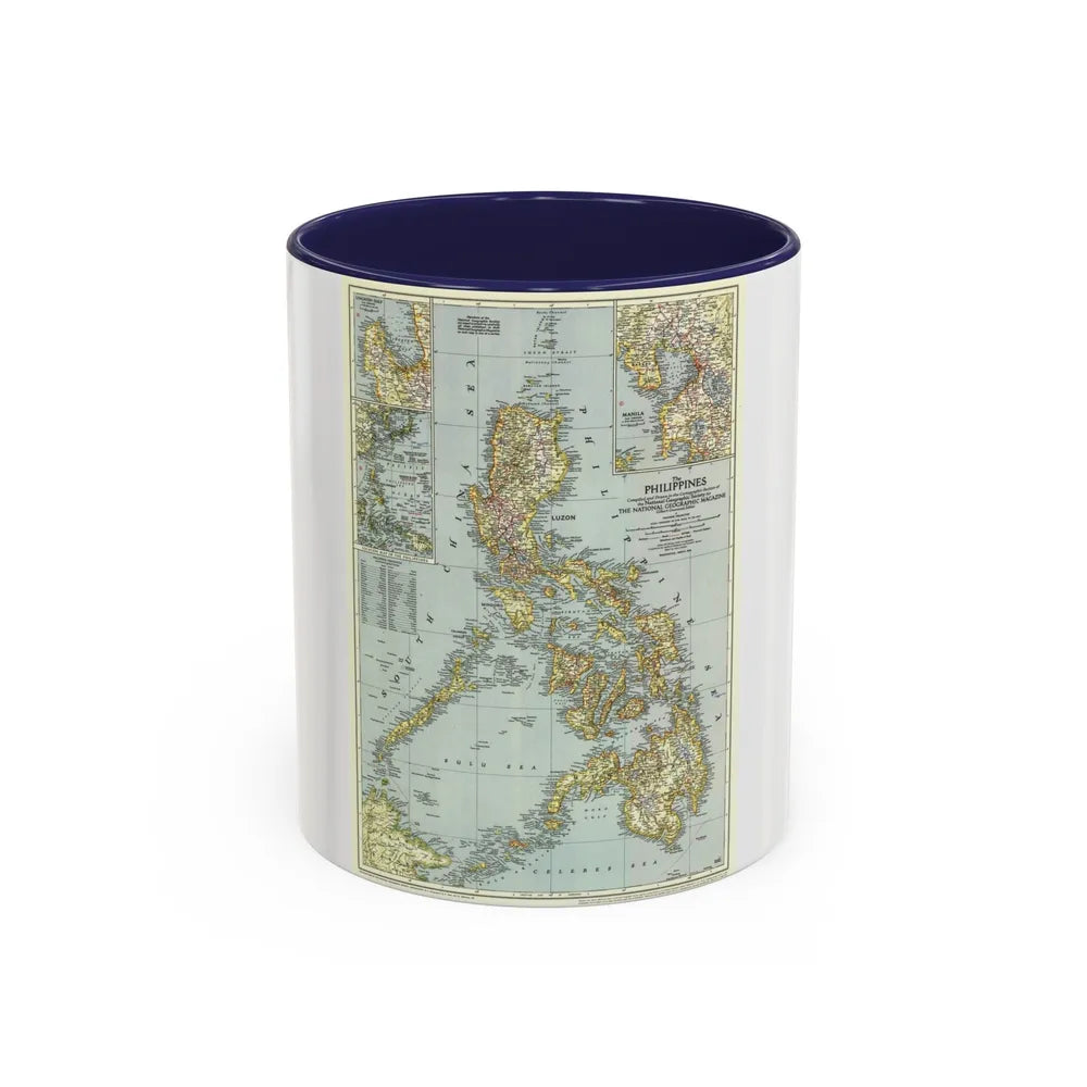 Philippines, The (1945) (Map) Accent Coffee Mug-11oz-Navy-Go Mug Yourself