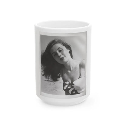 Elaine Stewart #167 - Negative Struck B&W 8x10 50's Head & Upper Body Body 1 Piece Swimsuit Cheesecake HQ Photo (Vintage Female Icon) White Coffee Mug-15oz-Go Mug Yourself