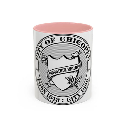 Seal of Chicopee Massachusetts - Accent Coffee Mug-11oz-Pink-Go Mug Yourself