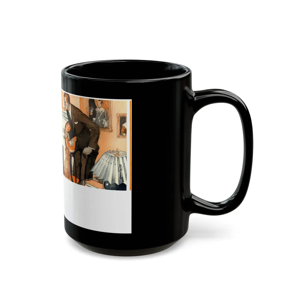 By the Fire, 1934 - Black Coffee Mug-Go Mug Yourself