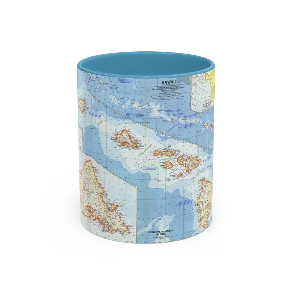 USA - Hawaii (1960) (Map) Accent Coffee Mug-11oz-Light Blue-Go Mug Yourself