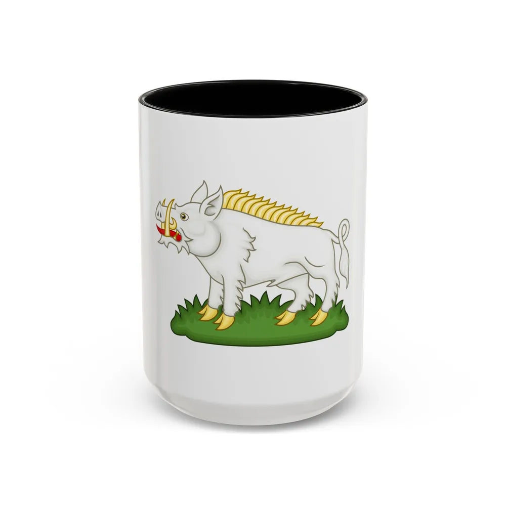 White Boar Badge of Richard III - Accent Coffee Mug-15oz-Black-Go Mug Yourself