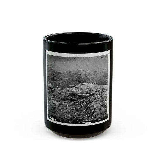 Gettysburg, Pa. Interior View Of Breastworks On Extreme Left Of The Federal Line (U.S. Civil War) Black Coffee Mug-15oz-Go Mug Yourself