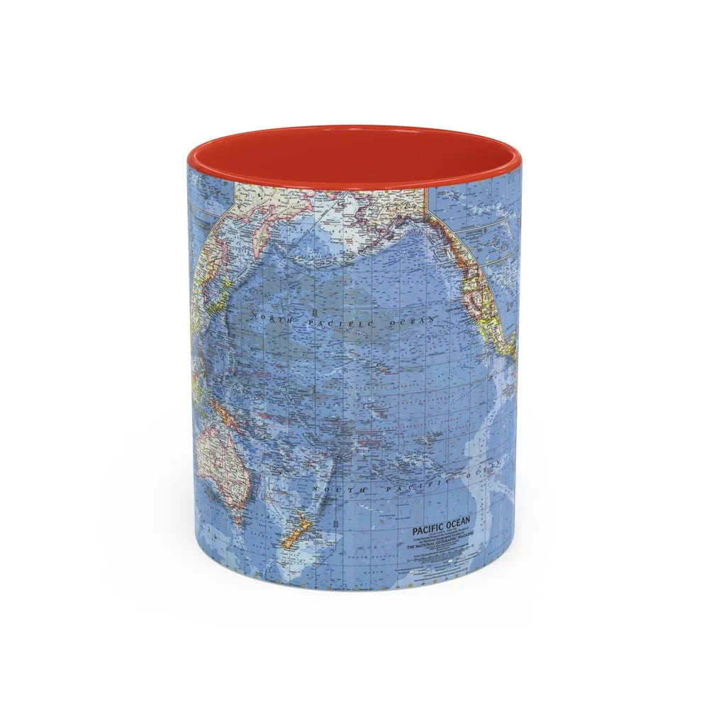 Pacific Ocean (1962) (Map) Accent Coffee Mug-11oz-Red-Go Mug Yourself