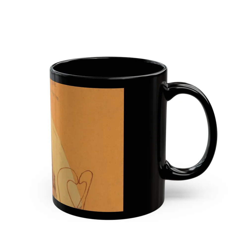 Couple at Cafe table, magazine illustration - Black Coffee Mug-Go Mug Yourself