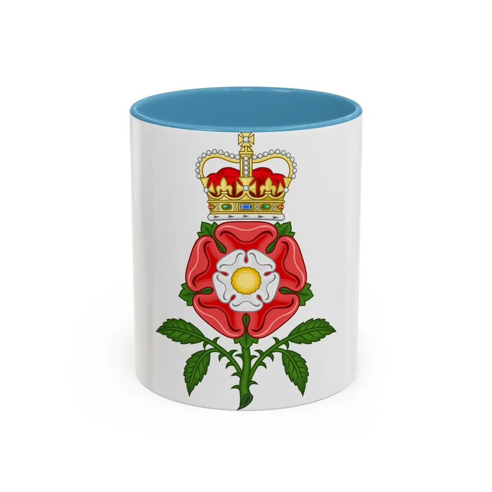 Tudor Rose Royal Badge of England - Accent Coffee Mug-11oz-Light Blue-Go Mug Yourself