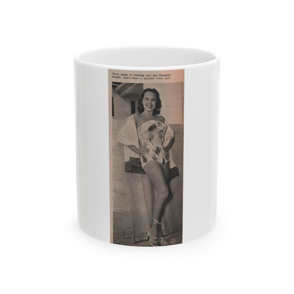 Terry Moore #593 - 3x7 Magazine Page Photo Clipping (Vintage Female Icon) White Coffee Mug-11oz-Go Mug Yourself