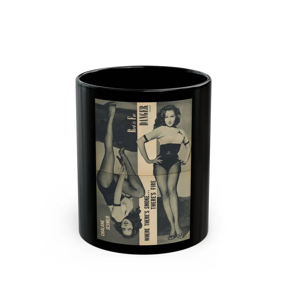 Julie Newmar #172 - Pages 18-19 Pages 2 & 3 of 5 with, Julie+2 Full Page B&W Photos from COVER GIRLS MODELS Mag. Nov. '53 (Vintage Female Icon) Black Coffee Mug-11oz-Go Mug Yourself