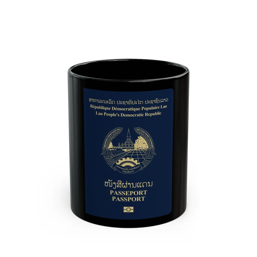 Laos Passport - Black Coffee Mug-11oz-Go Mug Yourself