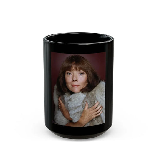 Diana Rigg #47 (Vintage Female Icon) Black Coffee Mug-15oz-Go Mug Yourself