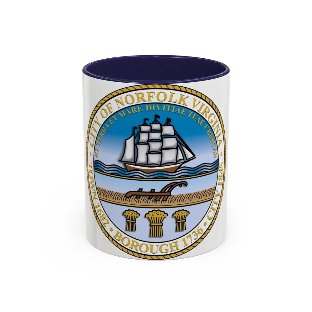 Seal of Norfolk Virginia - Accent Coffee Mug-11oz-Navy-Go Mug Yourself