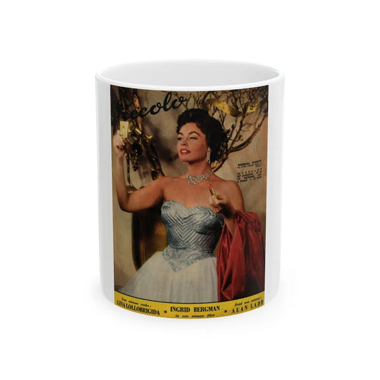 Barbara Darrow #45 - Barb on front cover in Color Glamour Photo from Piccolo Dutch Movie Star Mag. 12-19-1954 (Vintage Female Icon) White Coffee Mug-11oz-Go Mug Yourself