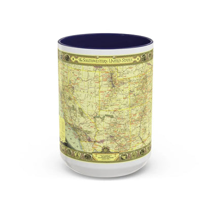 USA - Southwestern (1940) (Map) Accent Coffee Mug-15oz-Navy-Go Mug Yourself