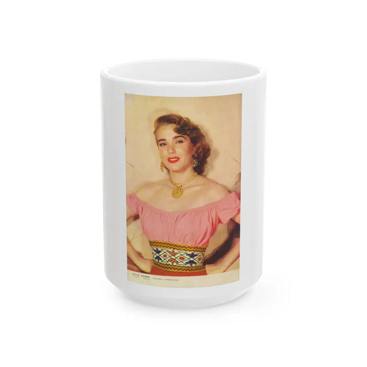 Julia Adams #203 - 6x10 Color Japanese Magazine Page Waist to Upper Body Glamour Photo (Vintage Female Icon) White Coffee Mug-15oz-Go Mug Yourself