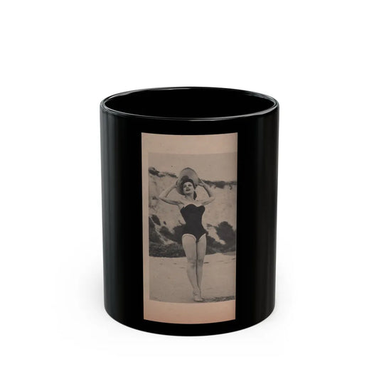 Pamela Duncan #14 - Night and Day Oversized Mag. Feb. '55 - 1 Cropped B&W Photo (Vintage Female Icon) Black Coffee Mug-11oz-Go Mug Yourself