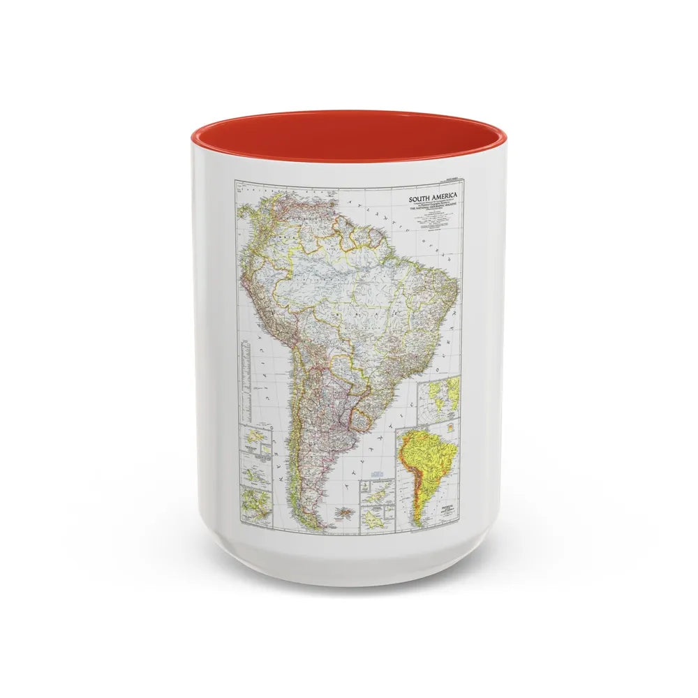 South America (1950) (Map) Accent Coffee Mug-15oz-Red-Go Mug Yourself