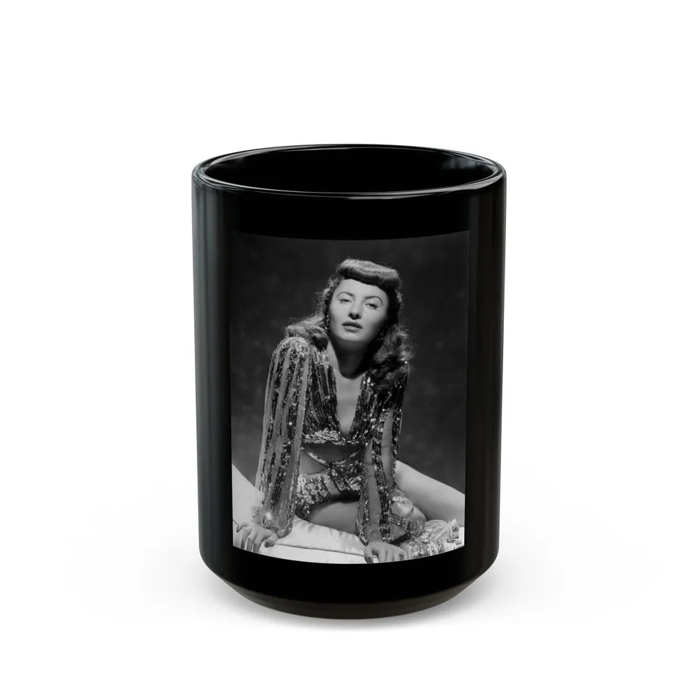 Barbara Stanwyck #177 (Vintage Female Icon) Black Coffee Mug-15oz-Go Mug Yourself