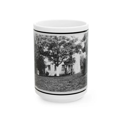 D.R. Miller House, With Family On Porch, Hagerstown Pike, Antietam, Maryland (U.S. Civil War) White Coffee Mug-15oz-Go Mug Yourself