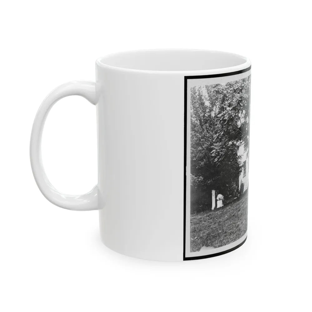 D.R. Miller House, With Family On Porch, Hagerstown Pike, Antietam, Maryland (U.S. Civil War) White Coffee Mug-Go Mug Yourself