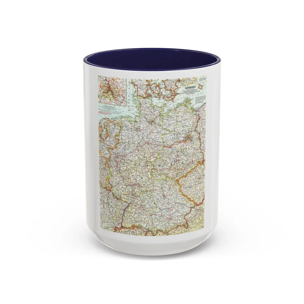 Germany (1959) (Map) Accent Coffee Mug-15oz-Navy-Go Mug Yourself