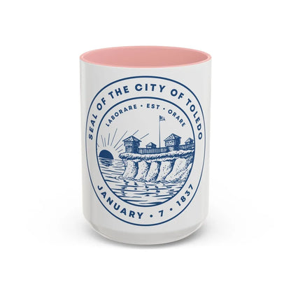 Seal of Toledo Ohio - Accent Coffee Mug-15oz-Pink-Go Mug Yourself