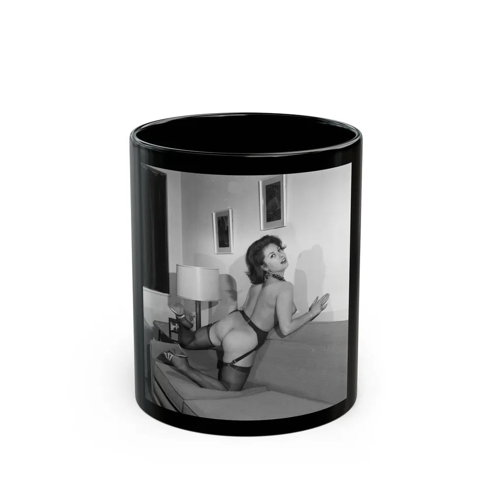 June Palmer #323 - Topless (Vintage Female Icon) Black Coffee Mug-11oz-Go Mug Yourself